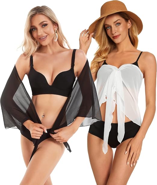 2-Piece Sheer Mesh Beach Sarong Wrap