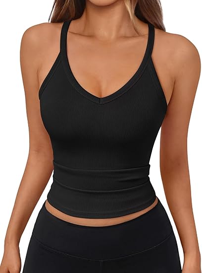 Premium Ribbed V-Neck Racerback Workout Tank