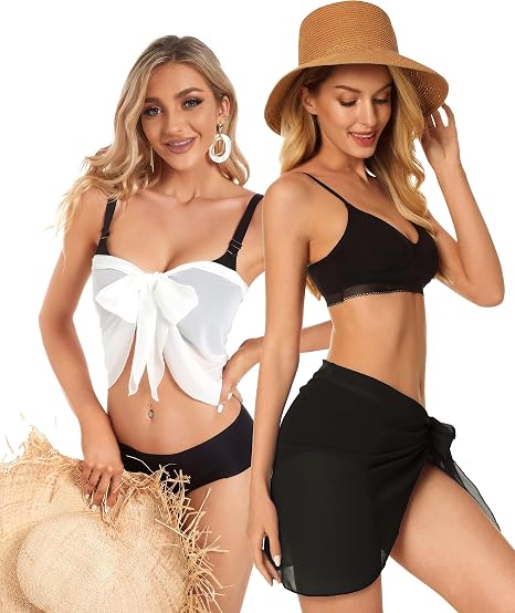 2-Piece Sheer Mesh Beach Sarong Wrap