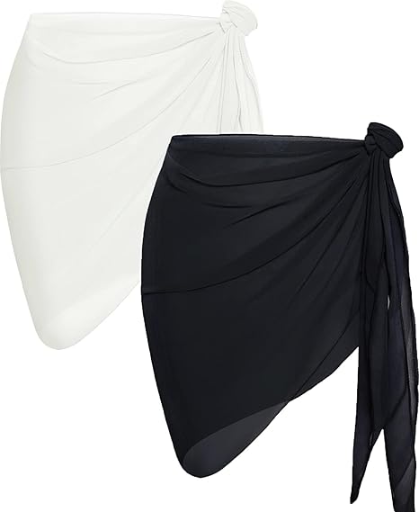 2-Piece Sheer Mesh Beach Sarong Wrap